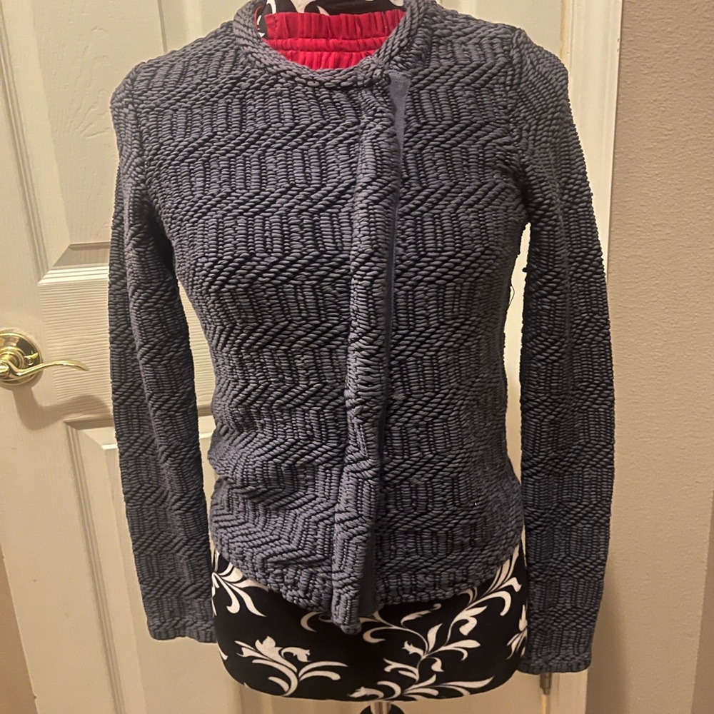 Textured Blue Knit Cardigan